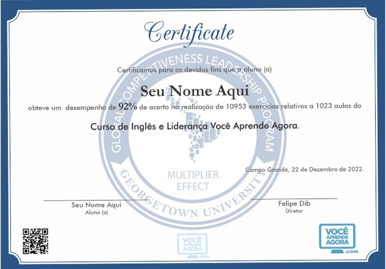 Gotcha - inglês falado - Certificado da palestra proferida pelo